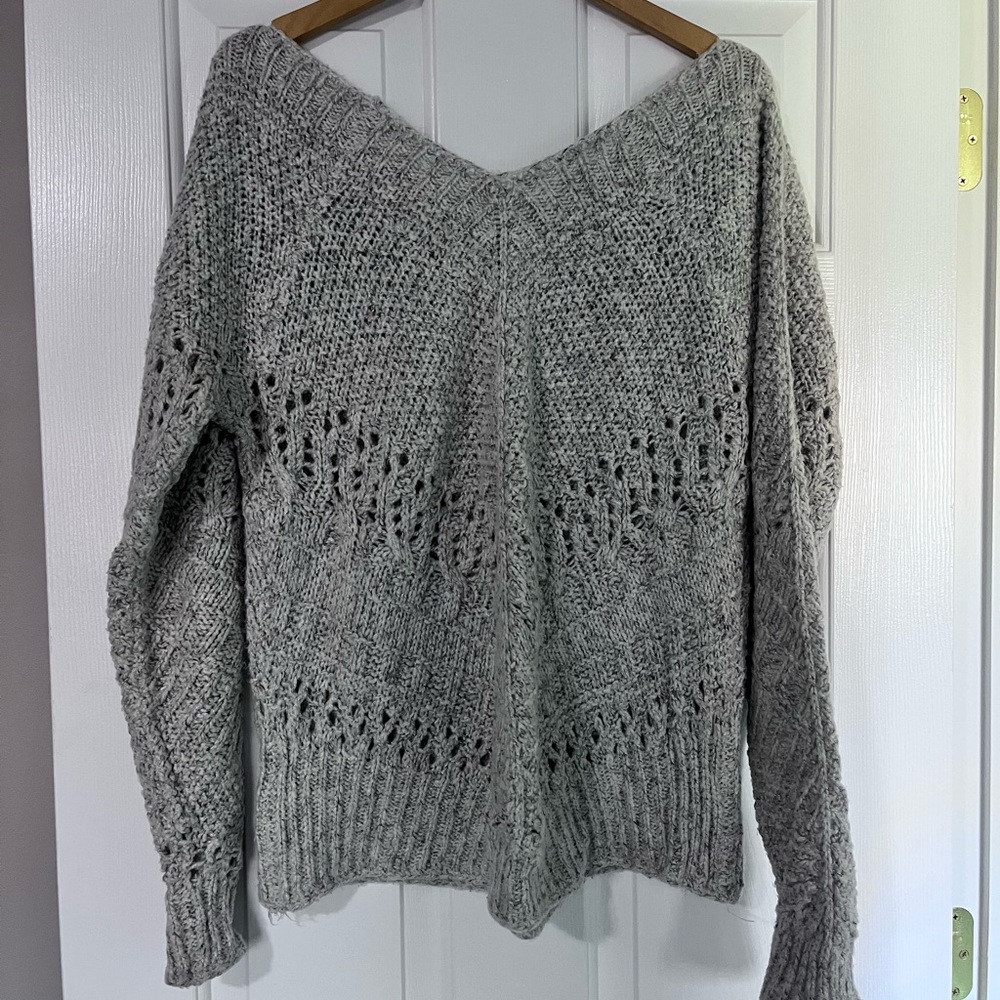 Maurices Double V-Neck Gray Sweater